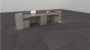 Multifunctional counter with two workstations